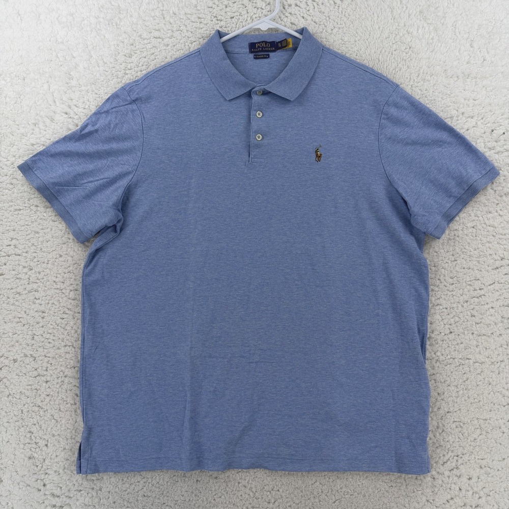 Polo Ralph Lauren Mens XL Blue Classic Fit Cotton Knit Pony Logo Polo Shirt